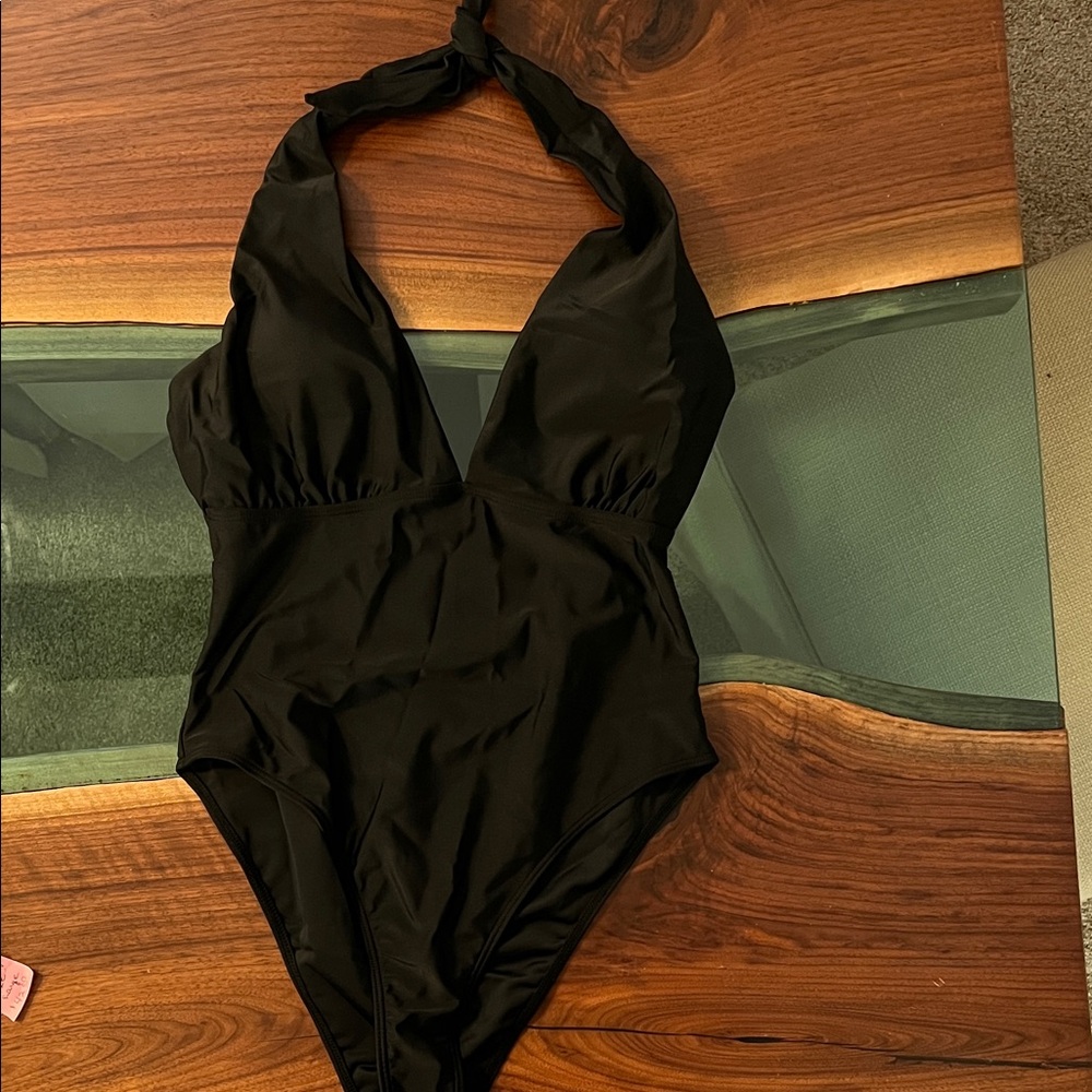 Black Halter One-Piece Swimsuit